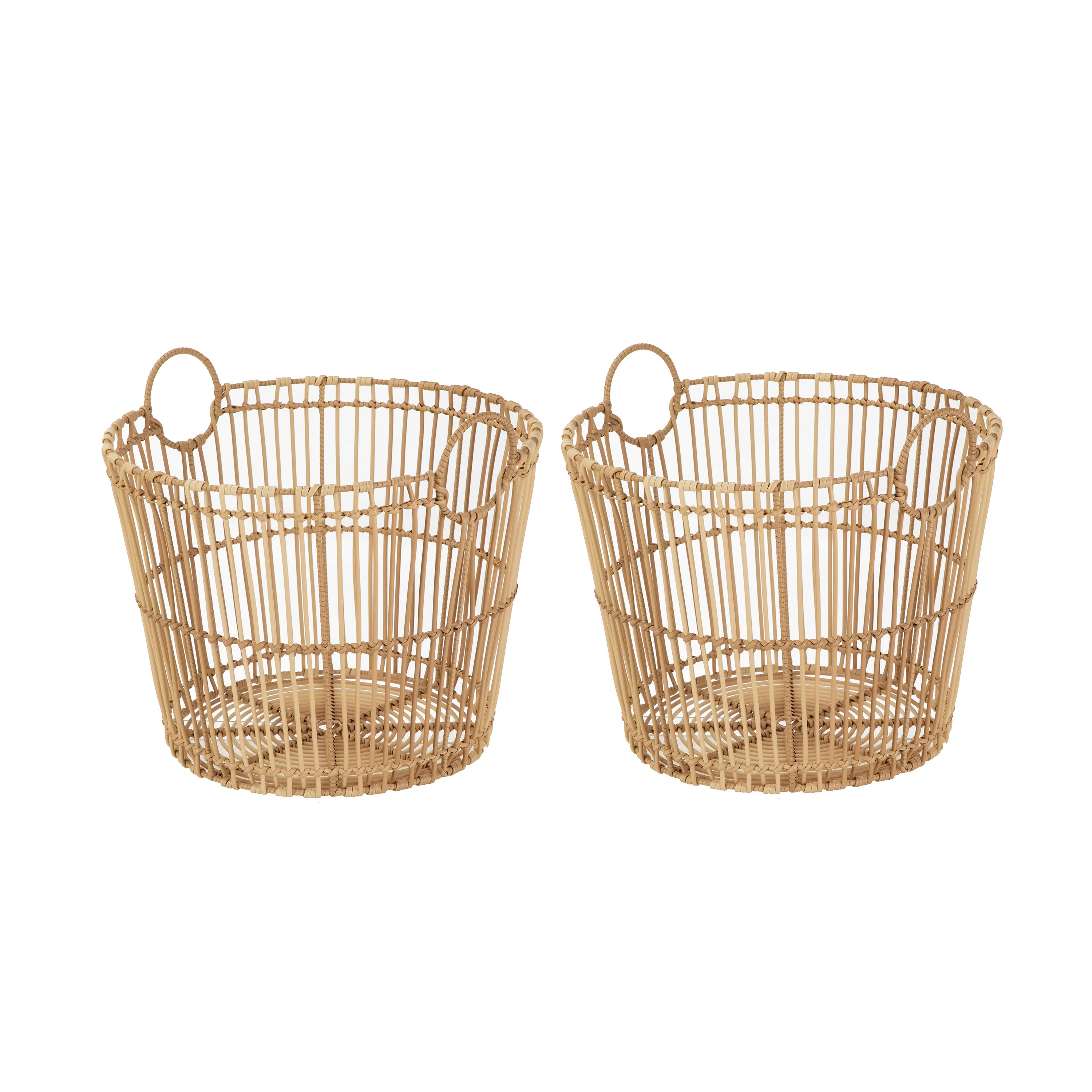 Better Homes & Gardens Large Black Open Poly Rattan Storage Basket with Handles, 2 Pack | Walmart (US)