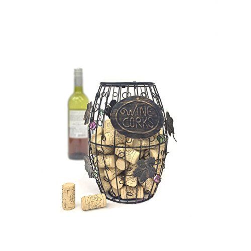 Mind Reader Barrel Metal Wine Cork Holder with Ornaments, Black | Amazon (US)