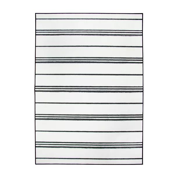 My Magic Carpet Machine Washable Area Rug Stripe Black And White 5X7 | Walmart (US)