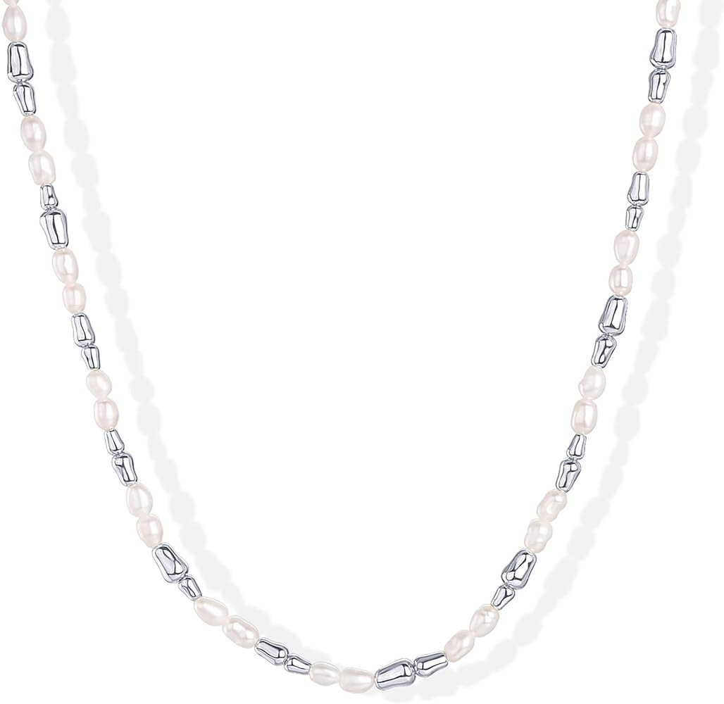 PAVOI 14K-18K Gold Plated Pearl Necklaces for Women Paperclip Chain Bridal Jewelry | Amazon (US)