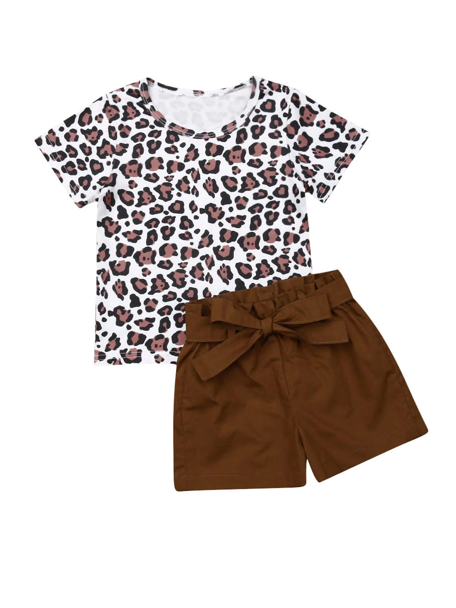 Spring hue Summer Toddler Kids Baby Girl Infant Clothes Leopard Print T-shirt Tops Pants Outfit S... | Walmart (US)
