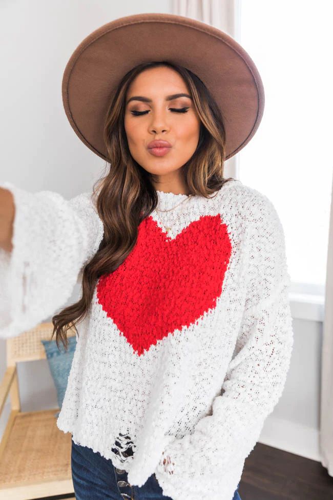 Think I'm Falling For You White Sweater | The Pink Lily Boutique