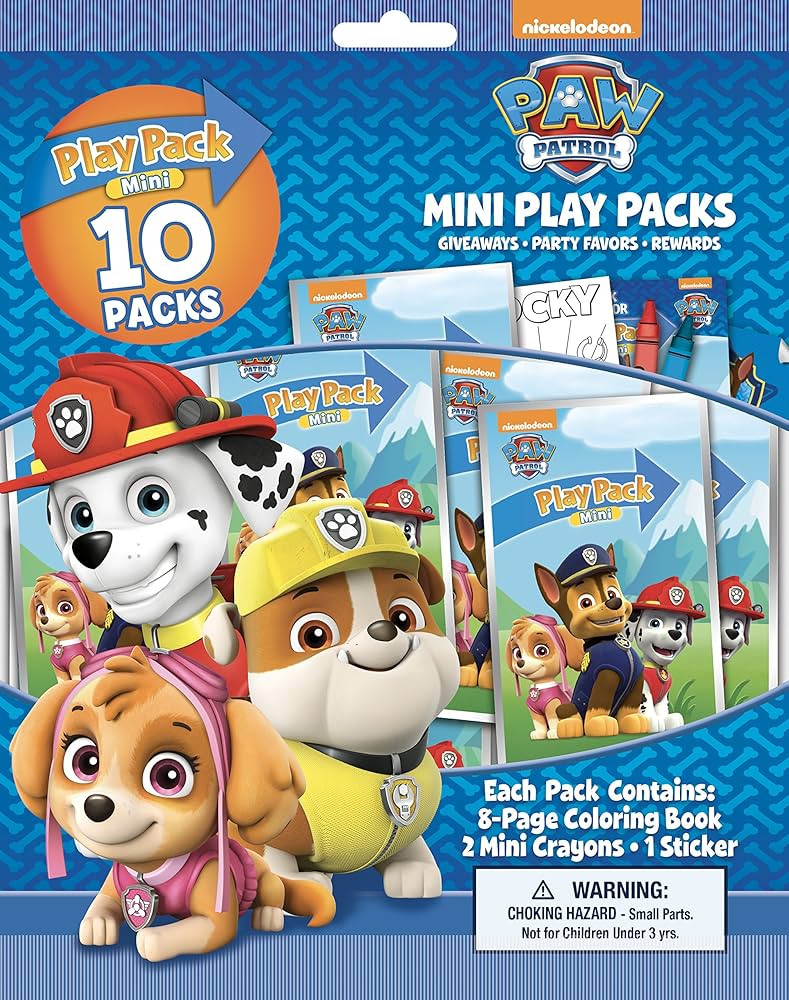 PAW Patrol Mini Play Packs Party Favors - 10 Pack Coloring Activity Set with Stickers & Crayons f... | Amazon (US)