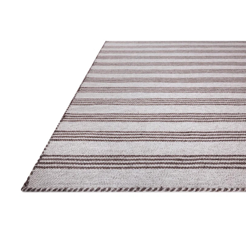 Charlie Striped Hand Loomed Polyester Indoor / Outdoor Area Rug in Black/Gray | Wayfair North America