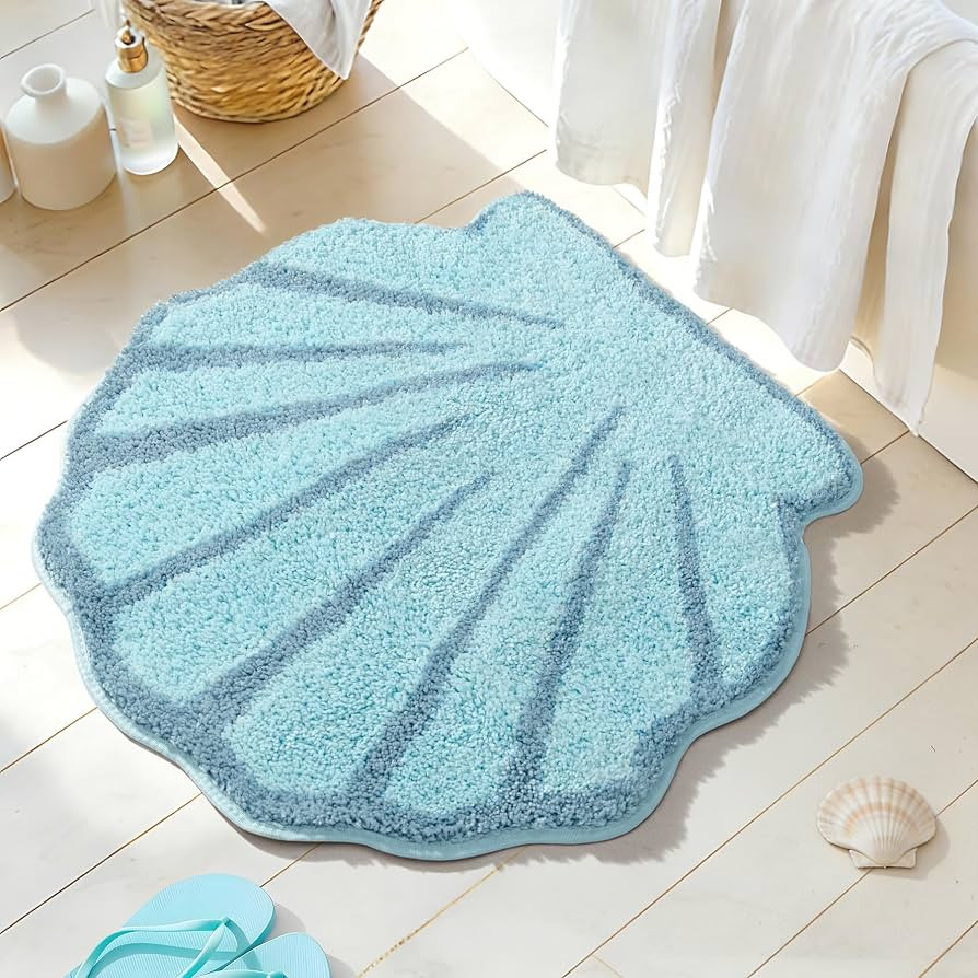 Seashell Bathroom Rugs Non Slip Washable 23x23 coastal bathroom rugs | Amazon (US)