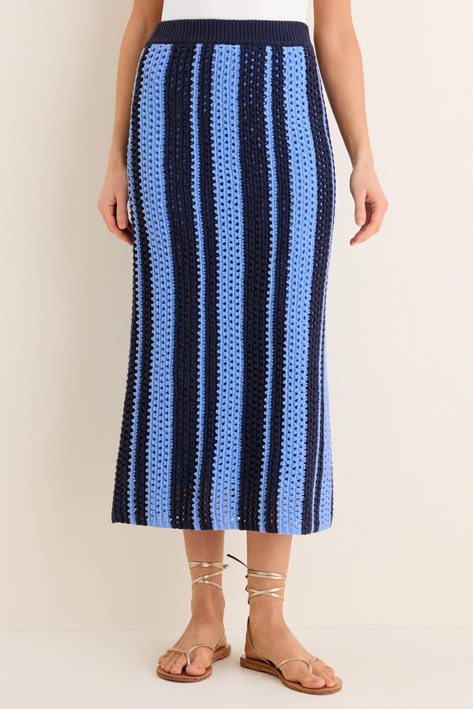 Navy & Baby Blue Striped Knit Ren Skirt | Tuckernuck (US)