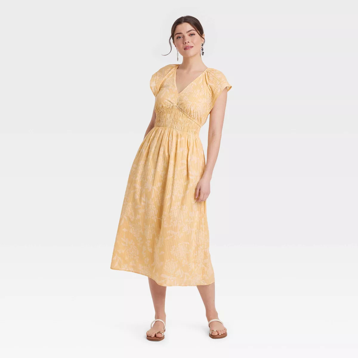 Women's Short Sleeve Smocked Midi A-Line Dress - Universal Thread™ | Target