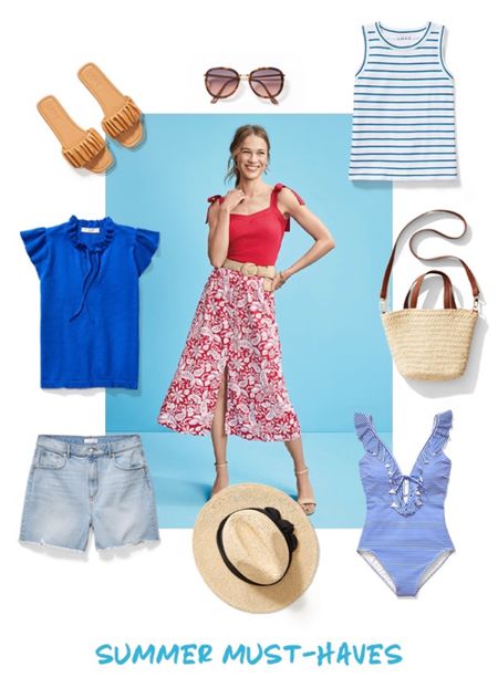 Summer must haves on sale! Sunshine ready styles 30% off!! Maxi skirt / ruffle one piece swimsuit / girlfriend shorts / sun hat / woven handbag 

#LTKstyletip #LTKsalealert #LTKSeasonal