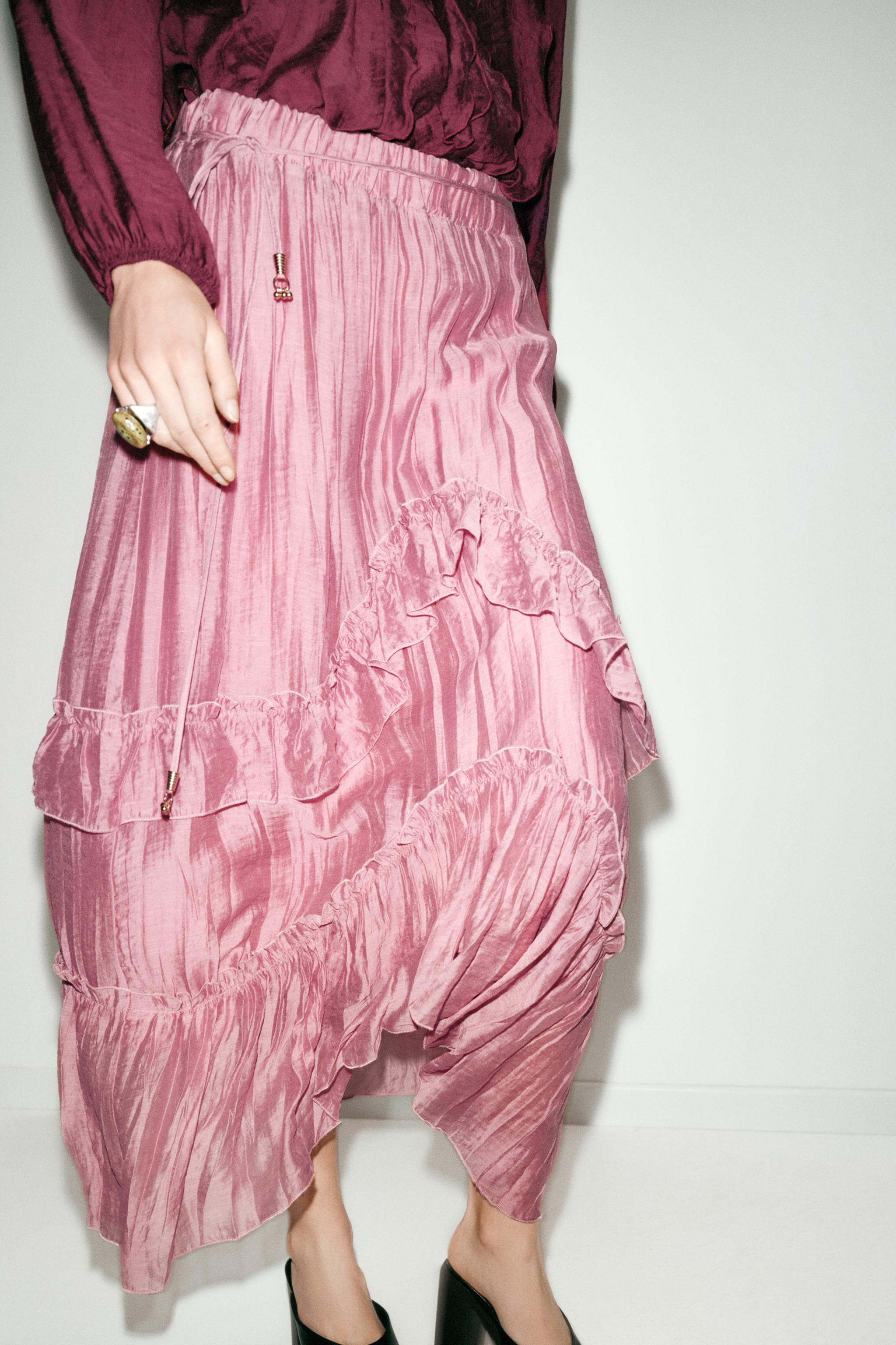 RUFFLED MIDI SKIRT | Zara US