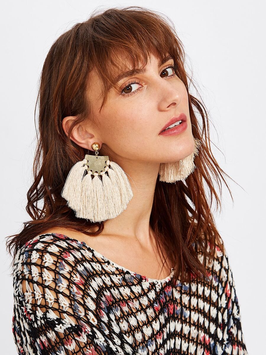 Fan Shaped Tassel Earrings | SHEIN