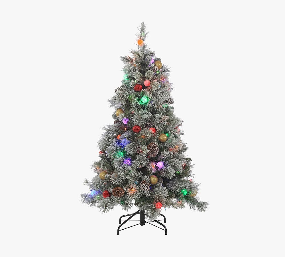 Pre-Lit Multi-Colored Flocked Pine Faux Christmas Tree - 4.5' | Pottery Barn (US)