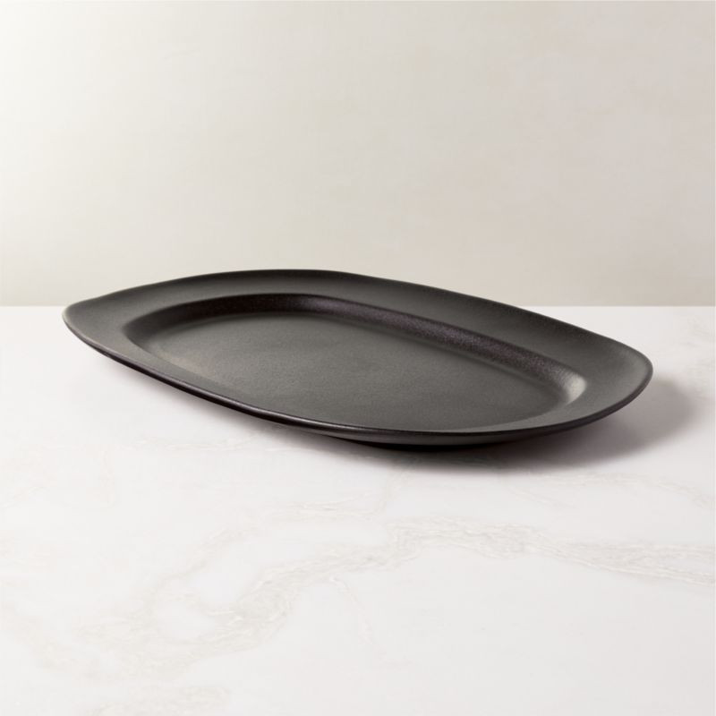 Sculpt Modern Terracotta Large Black Platter + Reviews | CB2 | CB2