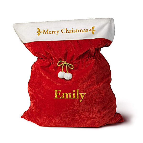 A Merry Christmas Personalized Santa Bag With Cinch-able Cord | Bradford Exchange