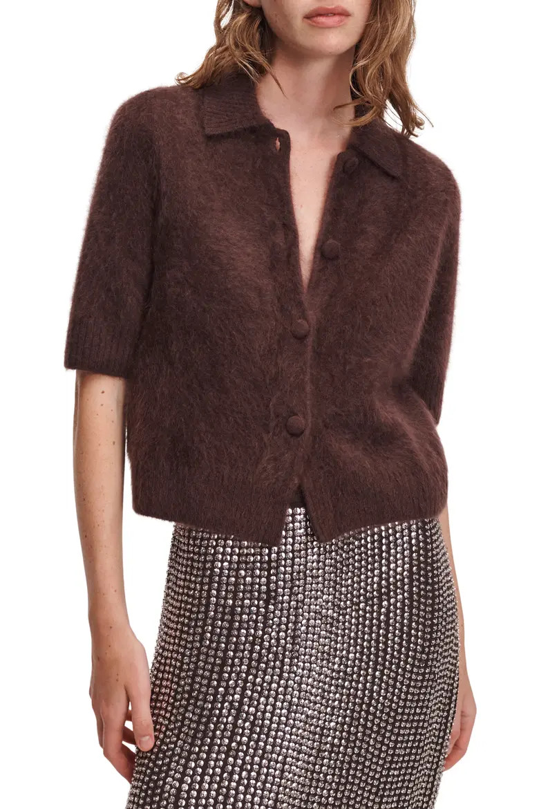 rag & bone Jada Brushed Cashmere Cardigan in Pink at Nordstrom, Size X-Small | Nordstrom