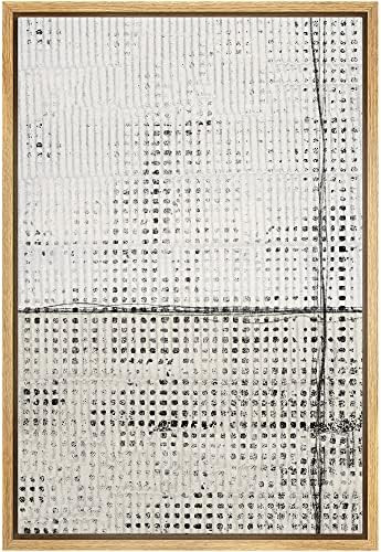 IDEA4WALL Framed Canvas Print Wall Art Grunge White Tan Geometric Grid Pattern Abstract Shapes Il... | Amazon (US)