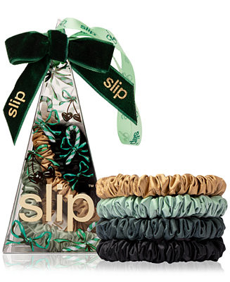 4-Pc. Pure Silk Sweetie Pie Skinny Scrunchies Set | Macy's