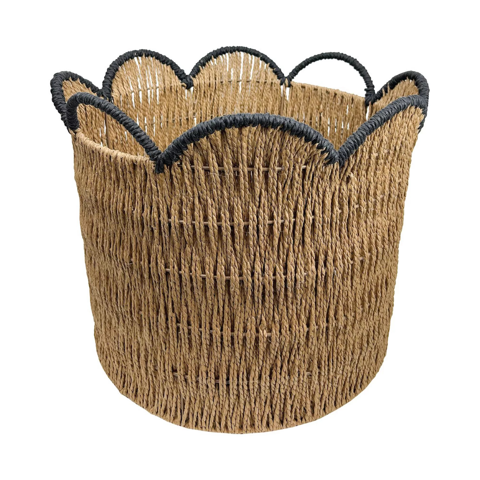 Belle Maison Small Paper Weave Bin with Scallop Trim | Kohl's
