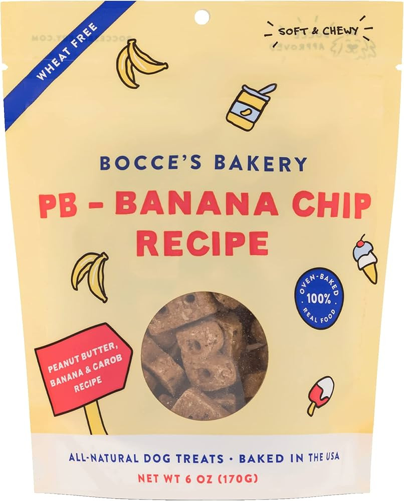 Bocce's Bakery PB Banana Chip Recipe Treats for Dogs, Wheat-Free Everyday Dog Treats, Real Ingred... | Amazon (US)
