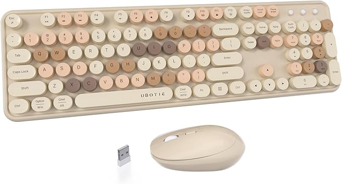 UBOTIE Colorful Computer Wireless Keyboards Mouse Combos, Typewriter Flexible Keys Office Full-Si... | Amazon (US)