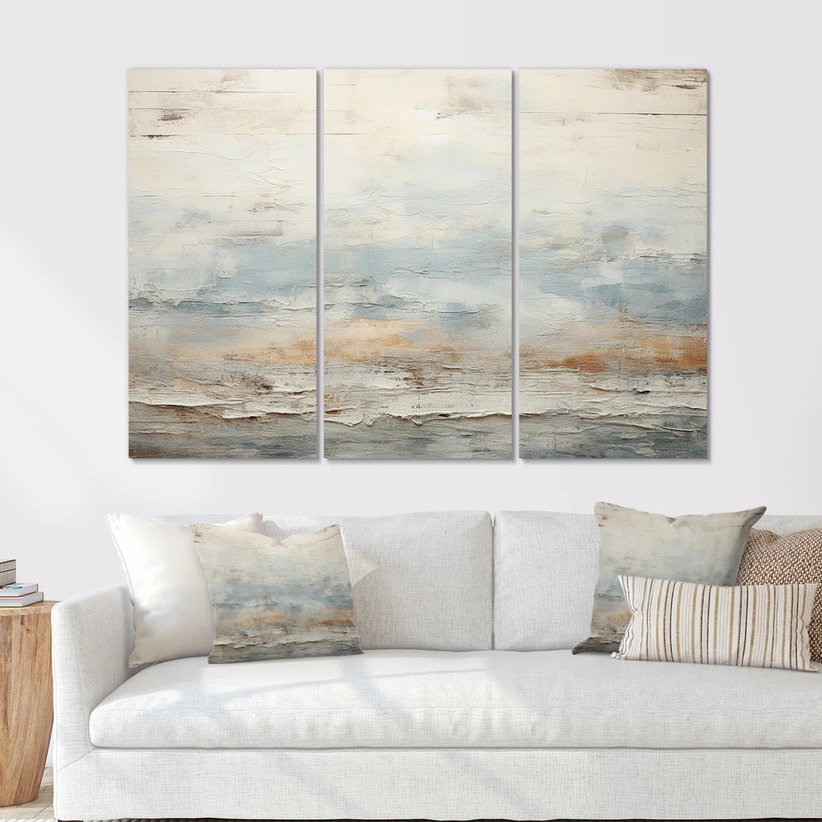 Beige Blue Ocean Storm - Abstract Shapes Wall Art Set | Wayfair North America