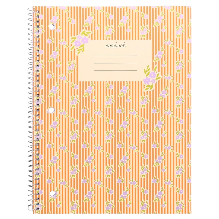 Pen+Gear College Ruled 1-Subject Notebook, 8" x 10.5", Multicolor Striped Flowers, 80 Sheets | Walmart (US)