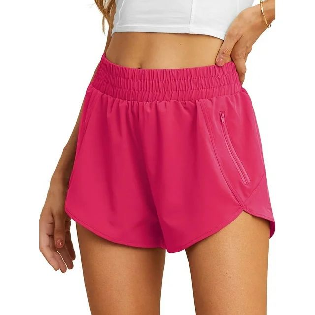 Cueply Women's Running Shorts High Waisted Athletic Gym Workout Shorts with Liner Zipper Pockets | Walmart (US)