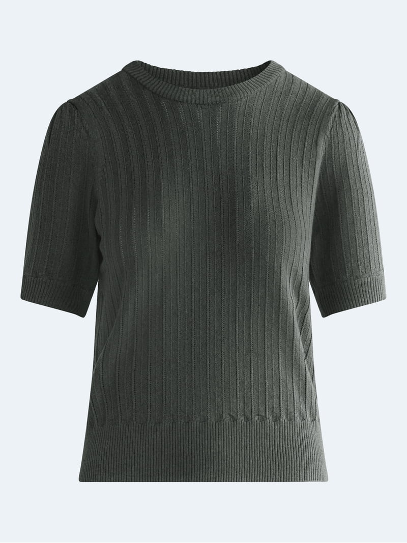 Free Assembly Women\u2019s and Women's Plus Pointelle Sweater with Puff Sleeves, Sizes XS-4X | Walmart (US)