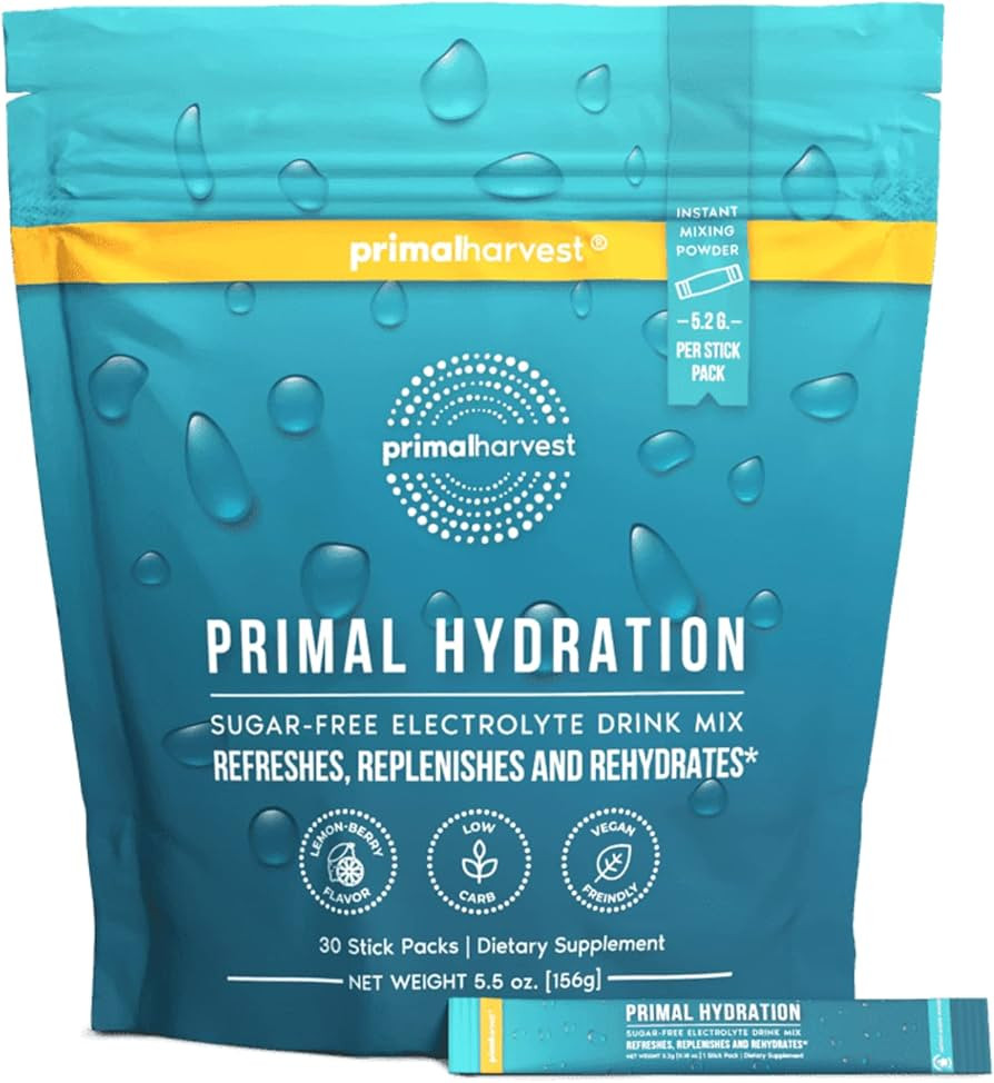 Electrolytes Powder Packets Primal Hydration by Primal Harvest, Easy Open Packets, Energy Drink M... | Amazon (US)