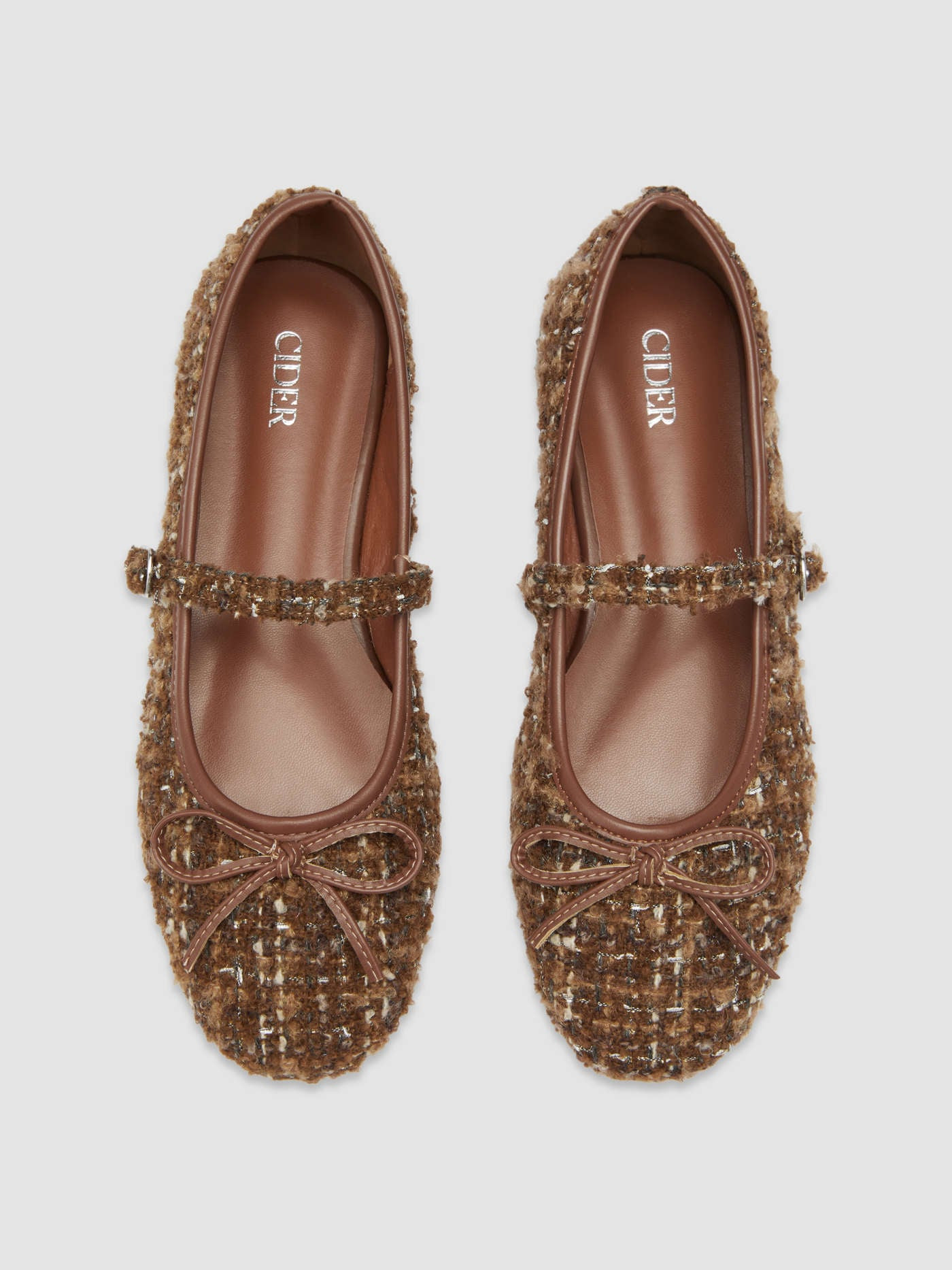 BOWKNOT TWEED MARY JANE FLATS | Cider