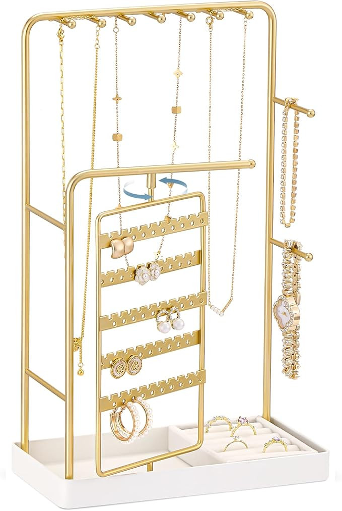 Lolalet Jewelry Stand Organizer, Room Dorm Decor Display Storage with Rotating Earring Holder Han... | Amazon (US)
