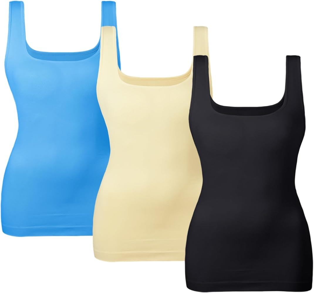 EUYZOU Women's Tummy Control Shapewear Tank Tops Seamless Square Neck Compression Tops Slimming B... | Amazon (US)