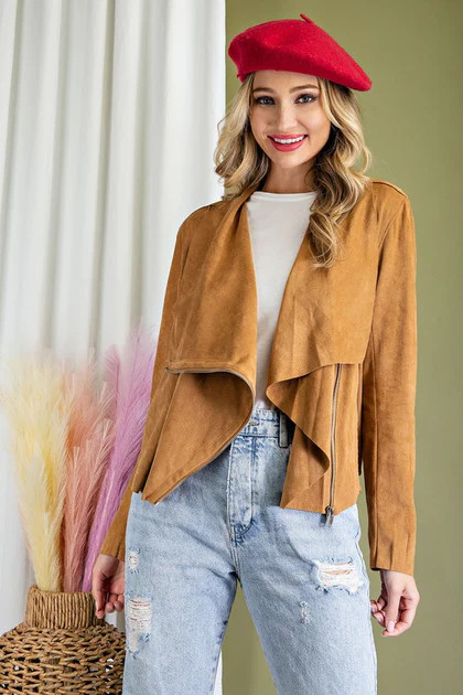 Lovely Day Suede Jacket - Camel | Stella Clothing Boutique
