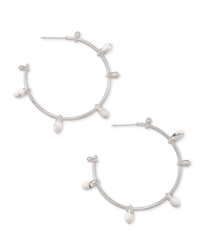 Freida Silver Hoop Earrings in White Howlite | Kendra Scott