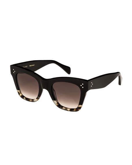 Celine Two-Tone Gradient Cat-Eye Sunglasses, Black | Neiman Marcus