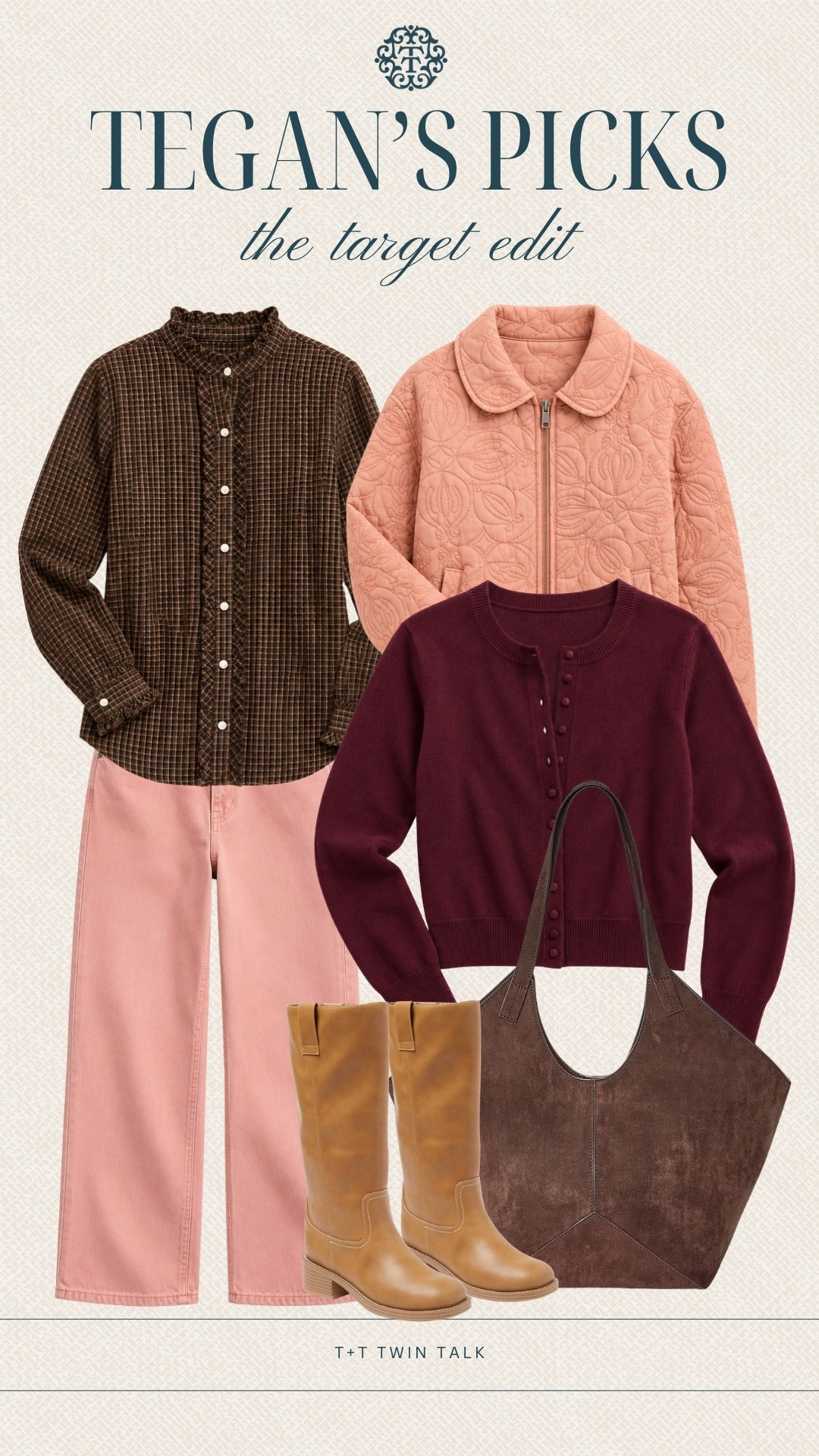Target is bringing the fall color this season! 🍂💕 We’re loving Tegan’s mix of chocolate brown, soft pink, burgundy, and cognac—from the plaid blouse and quilted jacket to the cardigan, boots, and suede-look tote. So many affordable pieces to mix and match for everyday fall outfits!
#LTKSeasonal #LTKOver40 #LTKMidsize #TargetStyle #TargetFinds #FallOutfit #AffordableFashion