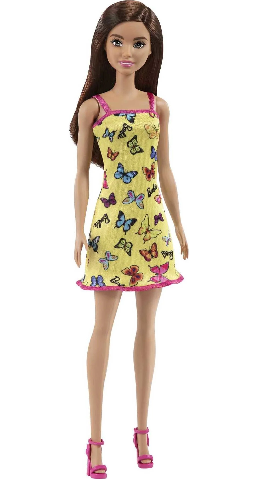 Barbie Doll (11.5 inches) with Colorful Butterfly and Barbie Logo Print Dress & Strappy Heels, Ag... | Walmart (US)