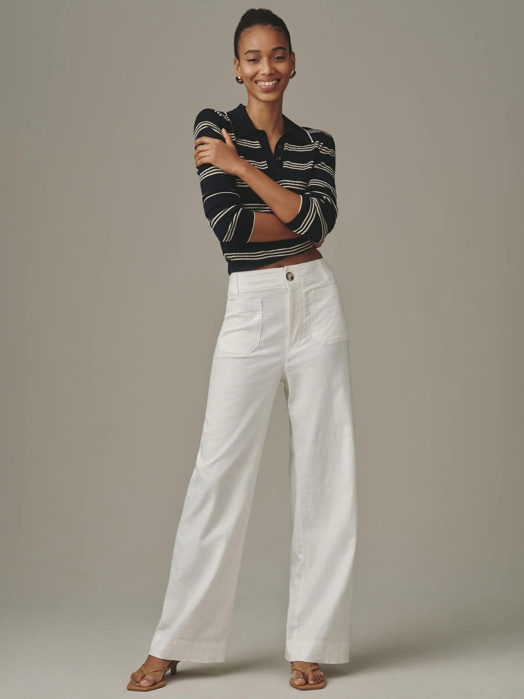 Anthropologie Anthropologie White Maeve The Colette Beachy Linen Full-Length Wide-Leg Trousers | Next US
