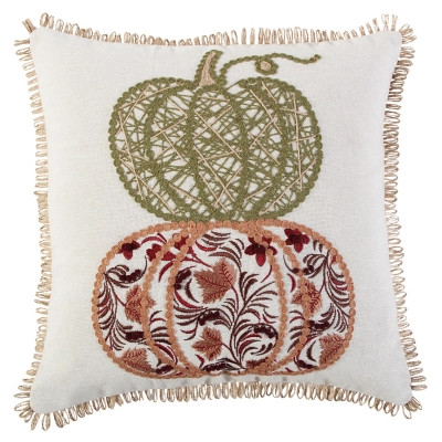 Rizzy Home Double Patterned Pumpkin Fall Pillow, Green | Ashley Homestore