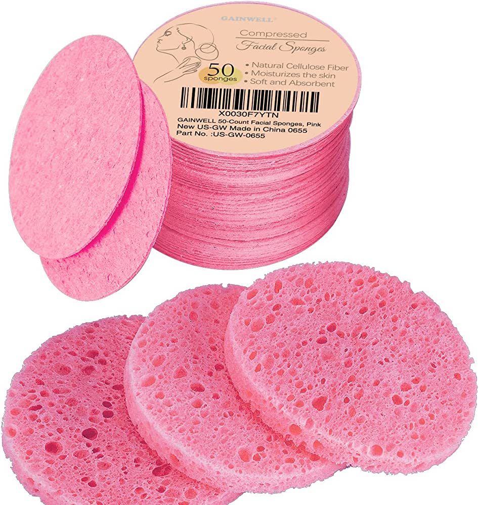 GAINWELL 50-Count Compressed Facial Sponges for Daily Facial Cleansing and Exfoliating, 100％ Na... | Amazon (US)