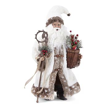 North Pole Trading Co. 18" White Fur Coat Handmade Santa Figurine | JCPenney