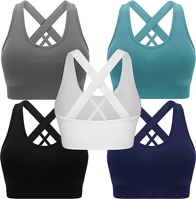 Sports Bras for Women Padded High Impact Seamless Criss Cross Back Workout Tops Gym Activewear Br... | Amazon (US)