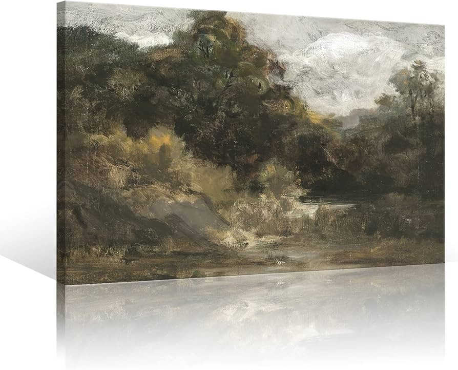 Gzcvba Vintage Framed Forest Tree Landscape Canvas Wall Art Retro Wildness Botanical Plants Aesth... | Amazon (US)