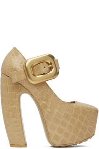 Beige Mostra Mary-Jane Pump Heels | SSENSE