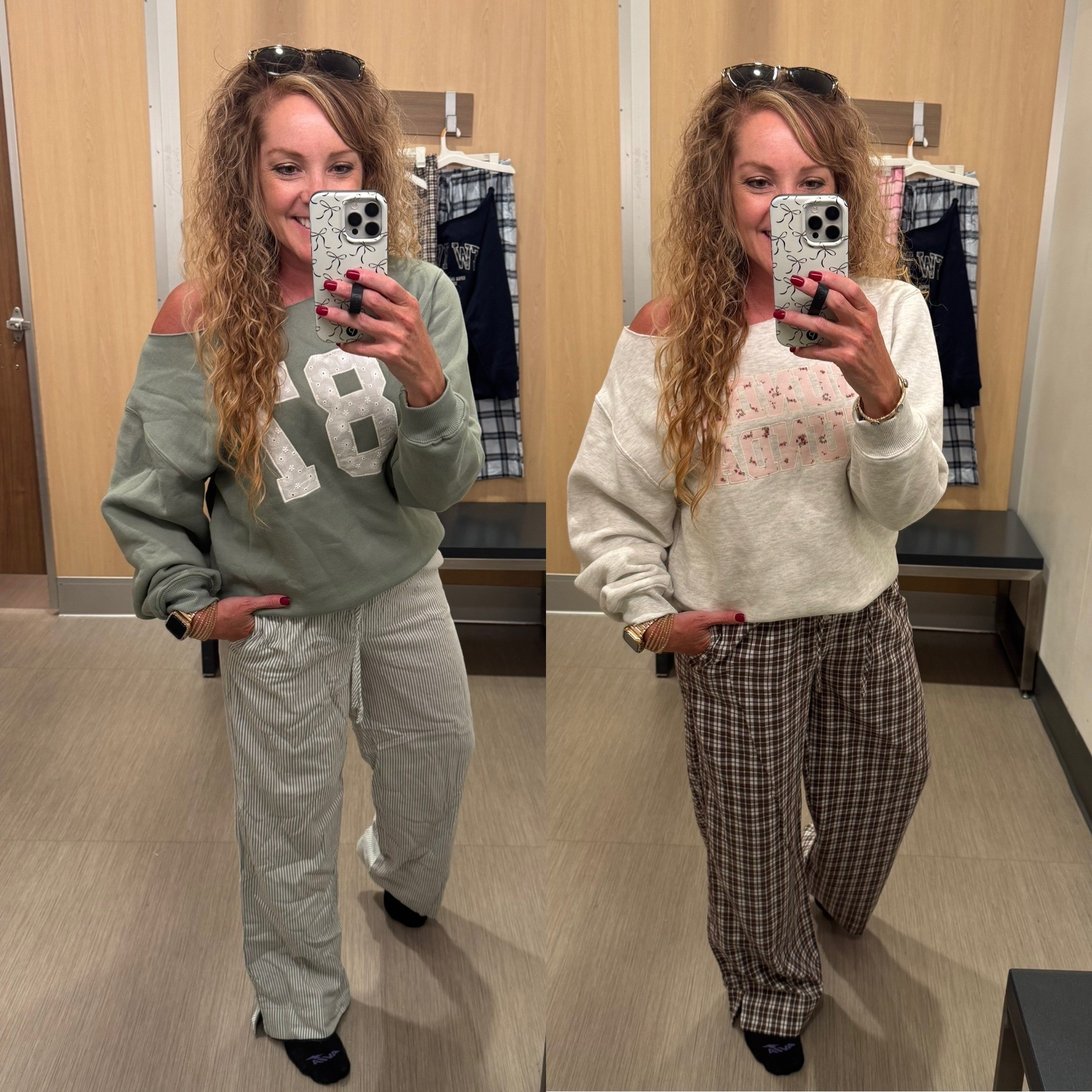 Target 🎯 pajama sets / plaid pajamas / fall pajamas 

Green plaid pants- size XS 
Brown plaid pants- small
Sweatshirts- small 

#LTKTravel #LTKStyleTip #LTKFindsUnder50