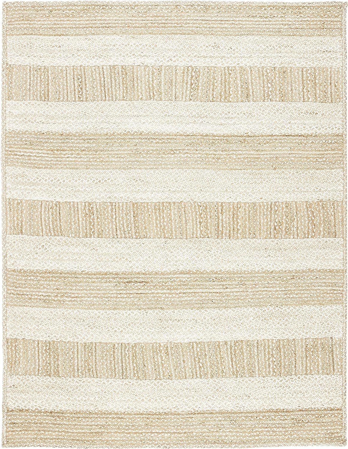 Safavieh Natural Fiber Collection Area Rug - 10' x 14', Natural & Ivory, Handmade Stripe Jute, Id... | Amazon (US)
