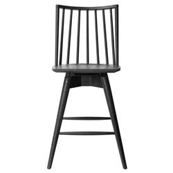 Leonel Modern Classic Black Oak Swivel Windsor Counter Stool | Kathy Kuo Home
