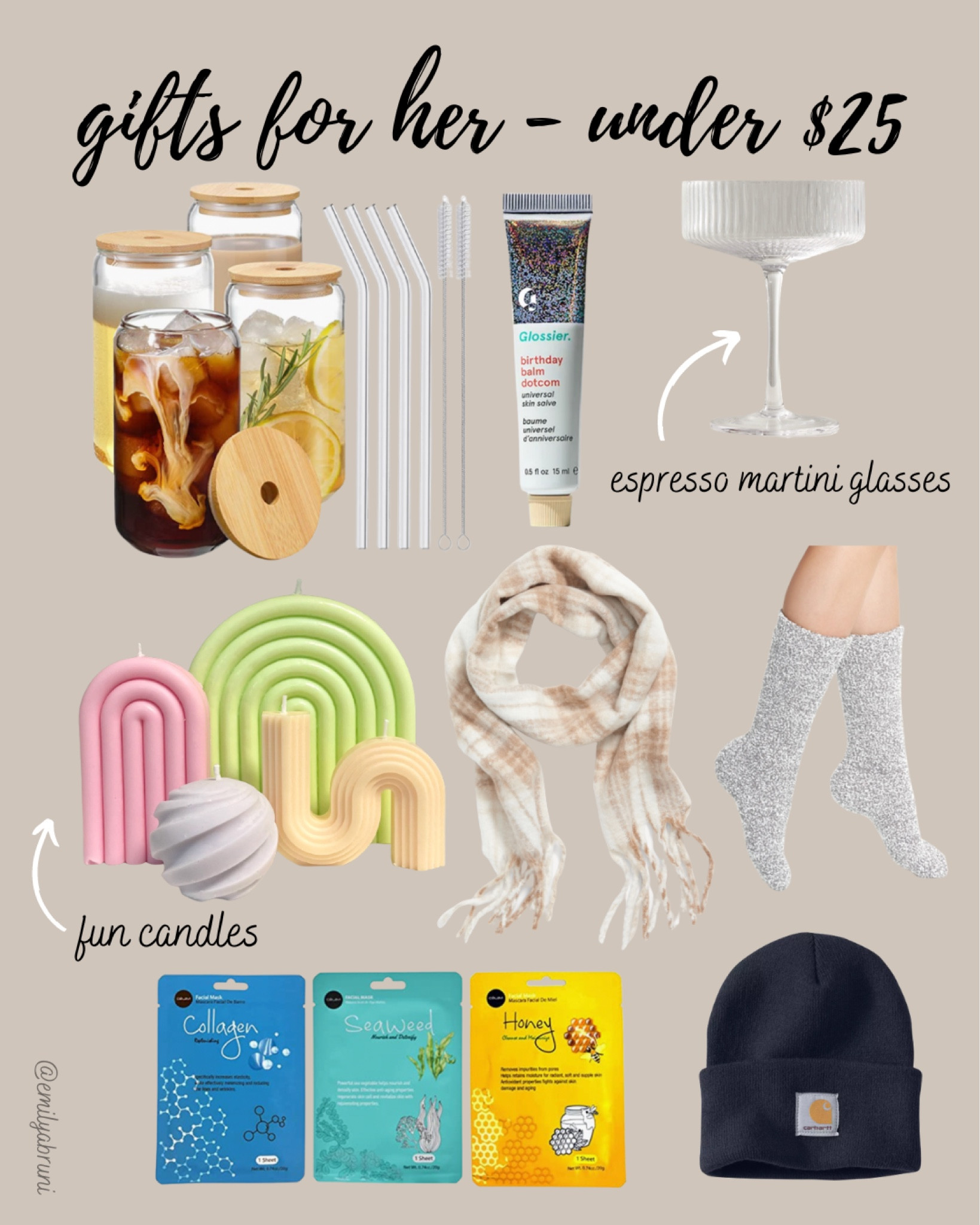 Gift guide for her - under $25

- candles
- barefoot dreams socks
- skincare
- coffee cups 

#LTKGiftGuide #LTKCyberweek #LTKsalealert