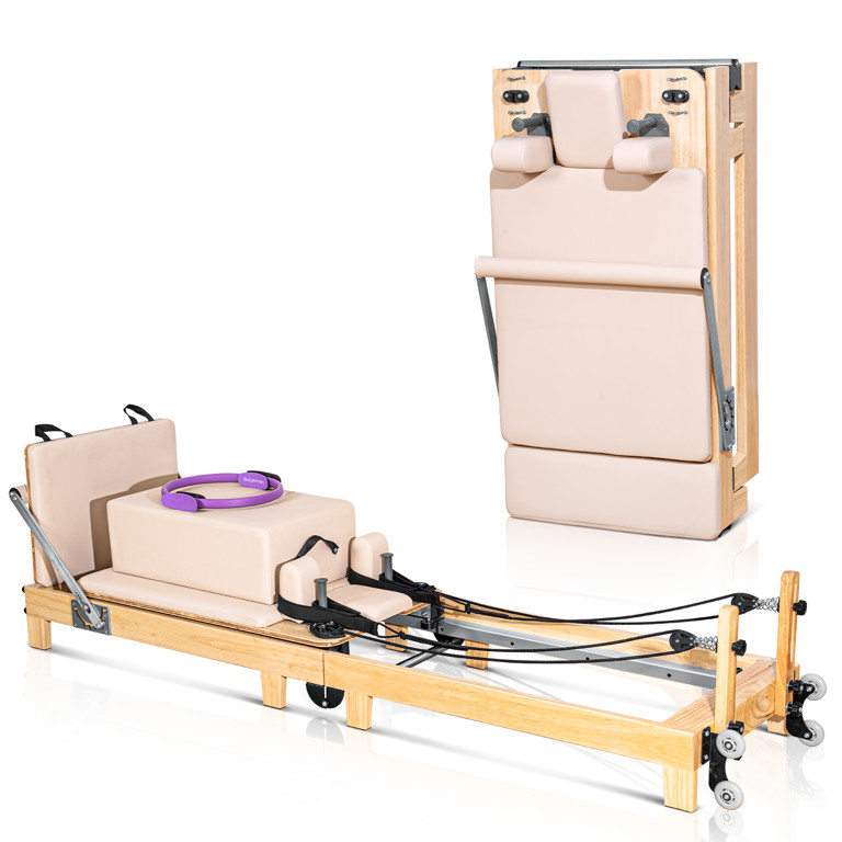 Pilates Reformer Machine, Foldable Studio Grade Pilates Equipment for Gym and Home Workout, Oak W... | Walmart (US)