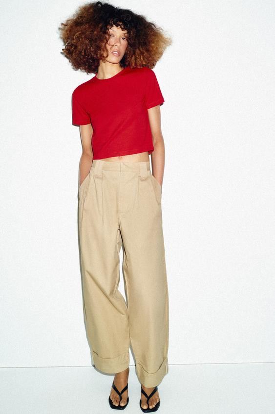 SHORT SLEEVE CROPPED TOP | Zara US