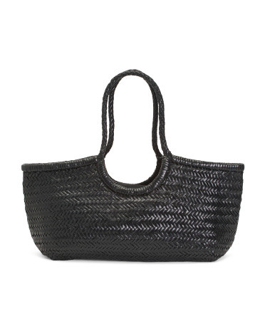 Made In Italy Leather Woven Hobo With Tubular Handles | TJ Maxx